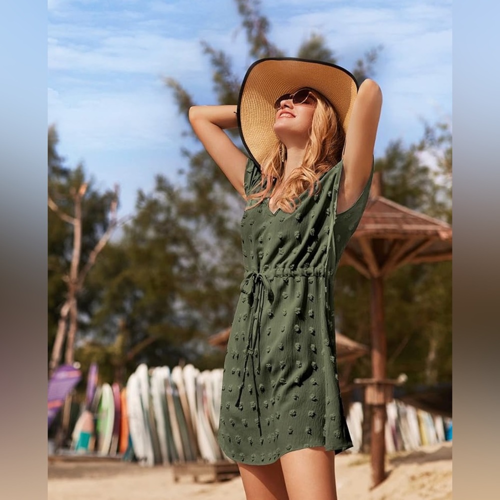 🏖️👙Women’s Swim Cover-Up Dress with Tie Waist - Picture 3 of 5